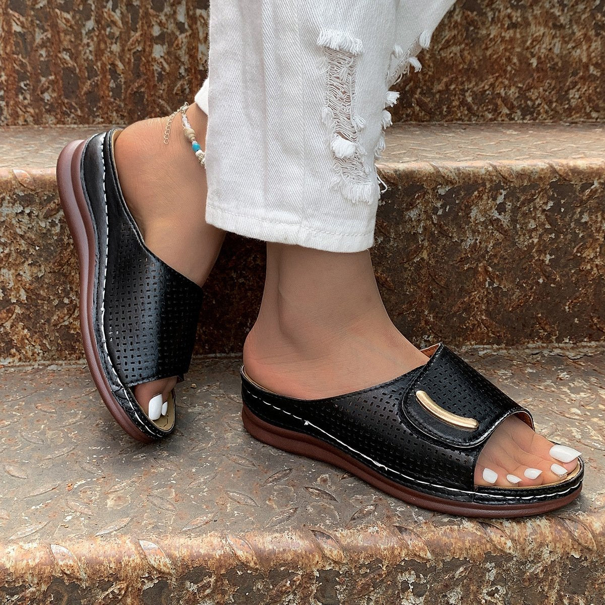 Movachic™ - Pantoufles Orthopédiques Évidées Peep Toe