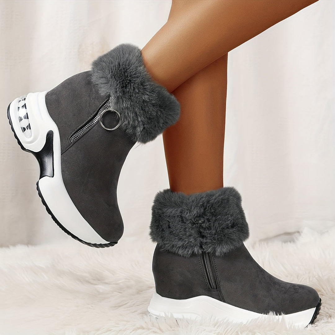 Movachic™ - Confortables Bottines pour Femmes à Zip Latéral avec Doublure en Peluche