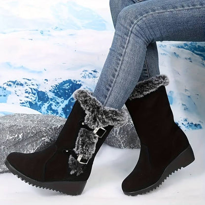 Movachic™ - Bottes en Fourrure Thermique Doublées de Peluche à Décor de Boucle Tendance Pour Femmes