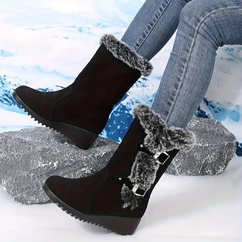 Movachic™ - Bottes en Fourrure Thermique Doublées de Peluche à Décor de Boucle Tendance Pour Femmes