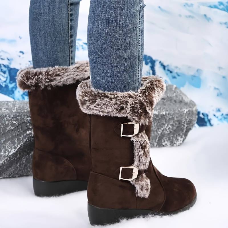 Movachic™ - Bottes en Fourrure Thermique Doublées de Peluche à Décor de Boucle Tendance Pour Femmes