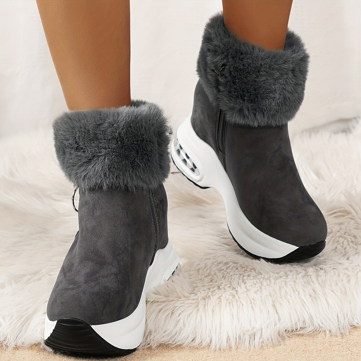 Movachic™ - Confortables Bottines pour Femmes à Zip Latéral avec Doublure en Peluche